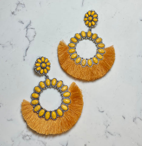 Mustard Seed Concho Earrings