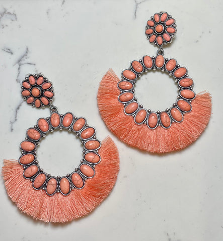 Peachy Concho Earrings